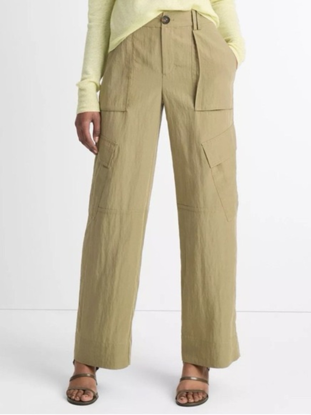 Vince Olive-Tan Wide Leg Cargo Pants Size 10 NWT